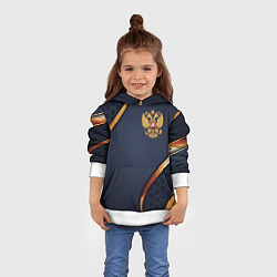 Толстовка-худи детская Blue & gold герб России, цвет: 3D-белый — фото 2