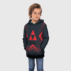 Толстовка-худи детская Красный символ Zelda на темном фоне со стрелками, цвет: 3D-черный — фото 2