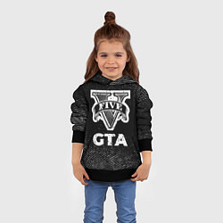 Толстовка-худи детская GTA с потертостями на темном фоне, цвет: 3D-черный — фото 2