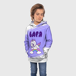 Толстовка-худи детская Варя кошка единорожка, цвет: 3D-белый — фото 2