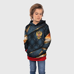 Толстовка-худи детская Золотой герб России на объемном фоне, цвет: 3D-красный — фото 2