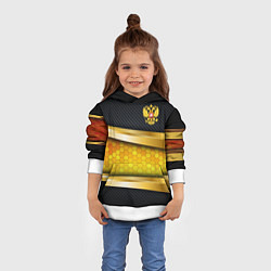 Толстовка-худи детская Black & gold - герб России, цвет: 3D-белый — фото 2