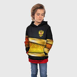 Толстовка-худи детская Black & gold - герб России, цвет: 3D-красный — фото 2