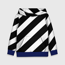 Толстовка-худи детская Черно белые полоски, цвет: 3D-синий