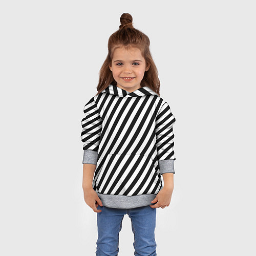 Детская толстовка Черно-белые полоски / 3D-Меланж – фото 4