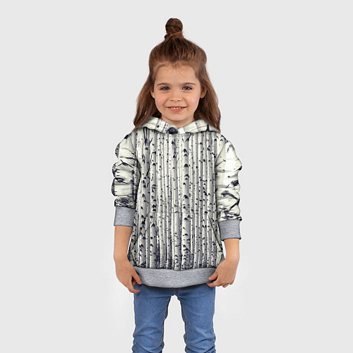 Детская толстовка Русские берёзки - роща / 3D-Меланж – фото 4