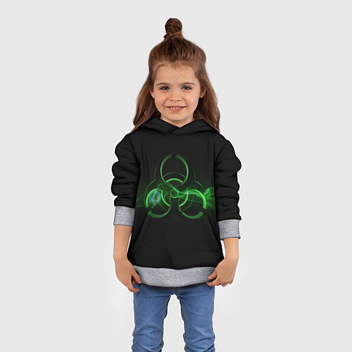 Детская толстовка Радиация - зелёный знак / 3D-Меланж – фото 4