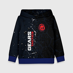 Толстовка-худи детская Gears of War красно-белой лого на темном фоне, цвет: 3D-синий