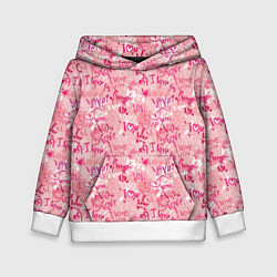 Толстовка-худи детская Любовь и сердце, цвет: 3D-белый