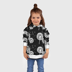 Толстовка-худи детская Одуванчики - паттерн, цвет: 3D-белый — фото 2