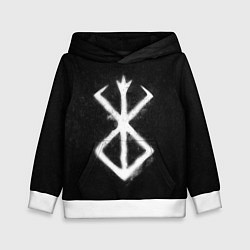 Толстовка-худи детская Берсерк гранж, цвет: 3D-белый