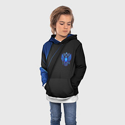 Толстовка-худи детская Черно-синий герб России, цвет: 3D-белый — фото 2