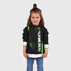 Толстовка-худи детская Samurai - Зеленые технологии, цвет: 3D-белый — фото 2