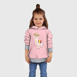 Толстовка-худи детская Забавная лама в сомбреро, цвет: 3D-меланж — фото 2