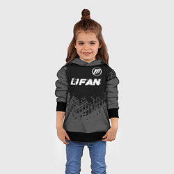 Толстовка-худи детская Lifan speed на темном фоне со следами шин: символ, цвет: 3D-черный — фото 2