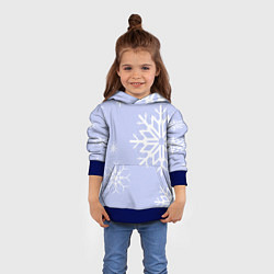 Толстовка-худи детская Снежинок узоры, цвет: 3D-синий — фото 2