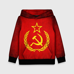 Толстовка-худи детская СССР - старый флаг, цвет: 3D-черный