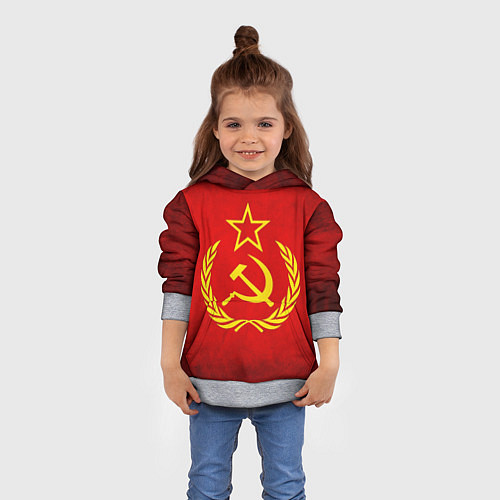 Детская толстовка СССР - старый флаг / 3D-Меланж – фото 4