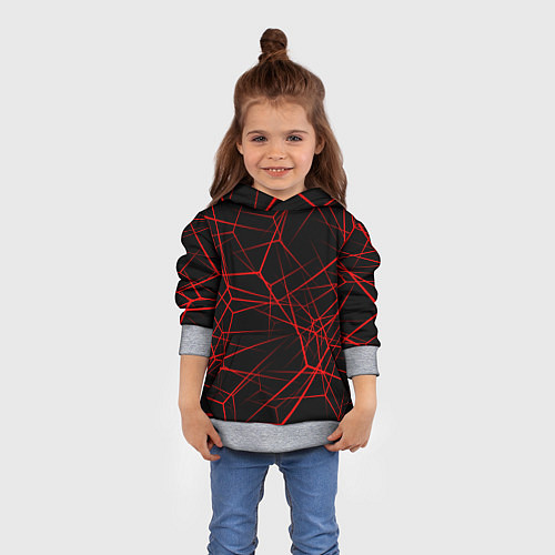 Детская толстовка Красные линии на черном фоне / 3D-Меланж – фото 4