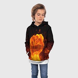 Толстовка-худи детская Кулак в огне, цвет: 3D-белый — фото 2