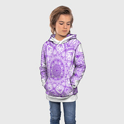Толстовка-худи детская Фиолетовая мандала, цвет: 3D-белый — фото 2