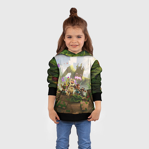 Детская толстовка Джунгли - Майнкрафт / 3D-Черный – фото 4