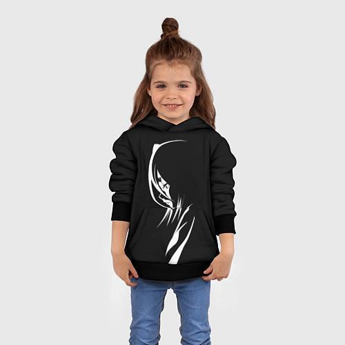 Детская толстовка Силуэт девушки Кучики Рукия / 3D-Черный – фото 4