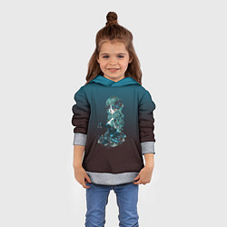 Толстовка-худи детская Девушка в образе санта муэрте с макияжем сахарный, цвет: 3D-меланж — фото 2
