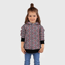 Толстовка-худи детская Разноцветные квадраты с зигзагами, цвет: 3D-черный — фото 2