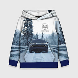 Толстовка-худи детская Dodge in winter forest, цвет: 3D-синий