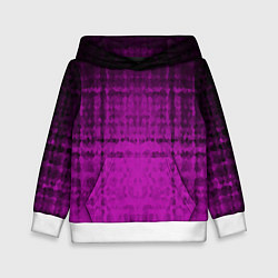 Толстовка-худи детская Абстрактный мозаичный черно - пурпурный узор, цвет: 3D-белый