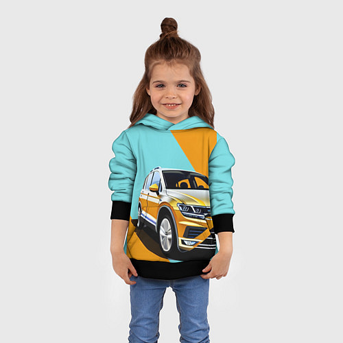 Детская толстовка Фольксваген тигуан оранжевый / 3D-Черный – фото 4