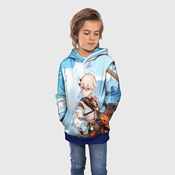 Толстовка-худи детская Кадзуха и кот, цвет: 3D-синий — фото 2