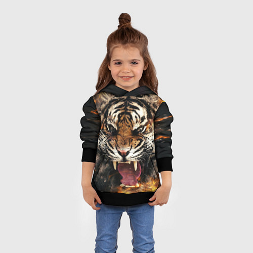 Детская толстовка Оскал тигра / 3D-Черный – фото 4
