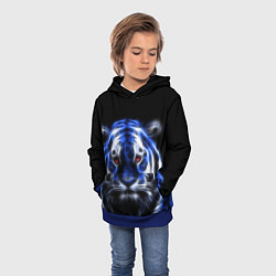 Толстовка-худи детская Синий неоновый тигр, цвет: 3D-синий — фото 2