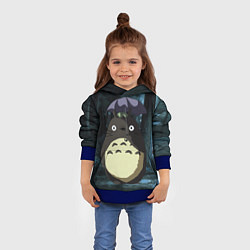 Толстовка-худи детская Totoro in rain forest, цвет: 3D-синий — фото 2