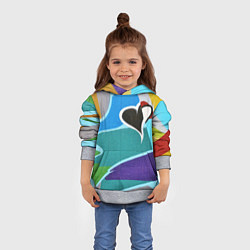 Толстовка-худи детская Граффити сердце, цвет: 3D-меланж — фото 2