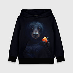 Толстовка-худи детская Медведь с морковкой, цвет: 3D-черный