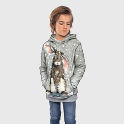 Толстовка-худи детская Кролик Снежок Милый, цвет: 3D-меланж — фото 2
