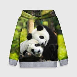 Толстовка-худи детская Влюблённые панды, цвет: 3D-меланж