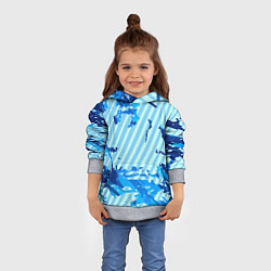 Толстовка-худи детская Синие линии, цвет: 3D-меланж — фото 2