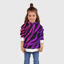 Толстовка-худи детская Неоновый паттерн линии, цвет: 3D-белый — фото 2
