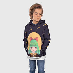 Толстовка-худи детская Девочка аниме - Anime girl, цвет: 3D-белый — фото 2
