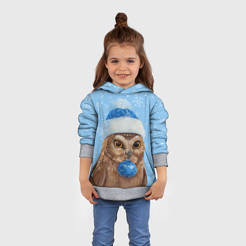 Детская толстовка Новогодняя сова в шапке / 3D-Меланж – фото 4