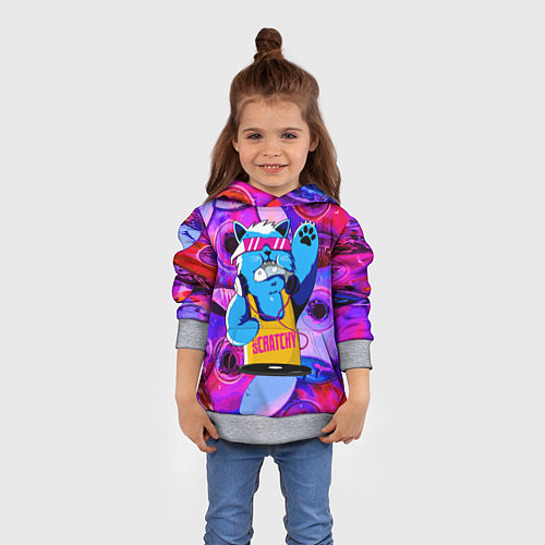 Детская толстовка DJ Scratchy in pink glasses / 3D-Меланж – фото 4