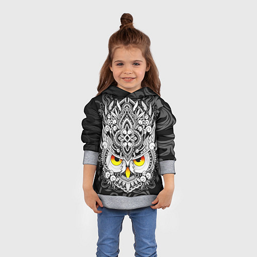 Детская толстовка Сова с золотыми глазами / 3D-Меланж – фото 4