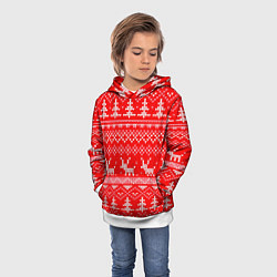 Толстовка-худи детская Рождественский красный свитер с оленями, цвет: 3D-белый — фото 2