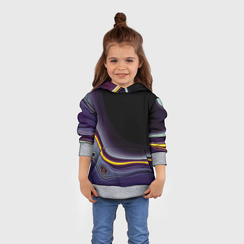 Детская толстовка Фиолетовые краски во тьме / 3D-Меланж – фото 4