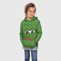 Толстовка-худи детская Лягушонок Pepe грустит, цвет: 3D-меланж — фото 2
