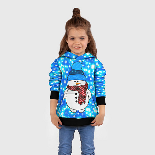 Детская толстовка Снеговик в шапке / 3D-Черный – фото 4